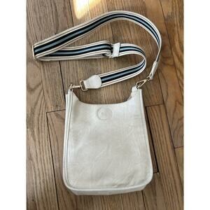 Ah-Dorned Crossbody Bag Beige Vegan Leather With striped straps